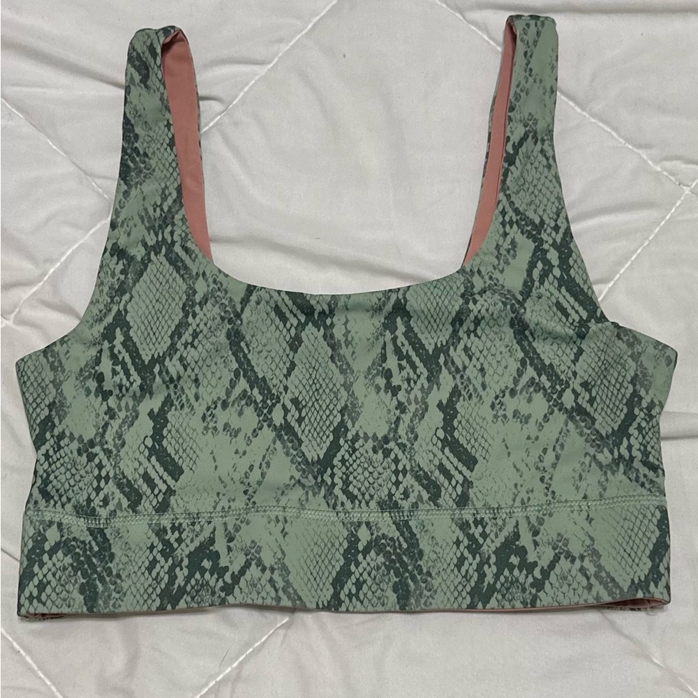 Fabletics Green Snake Print Bra